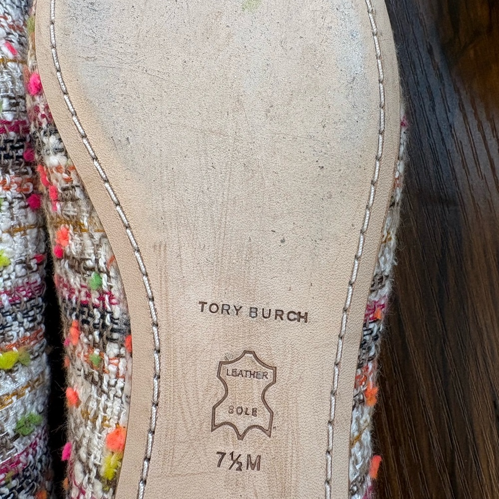 Tory Burch Colorful Tweed Flats with Gold Accent - Picture 10 of 12